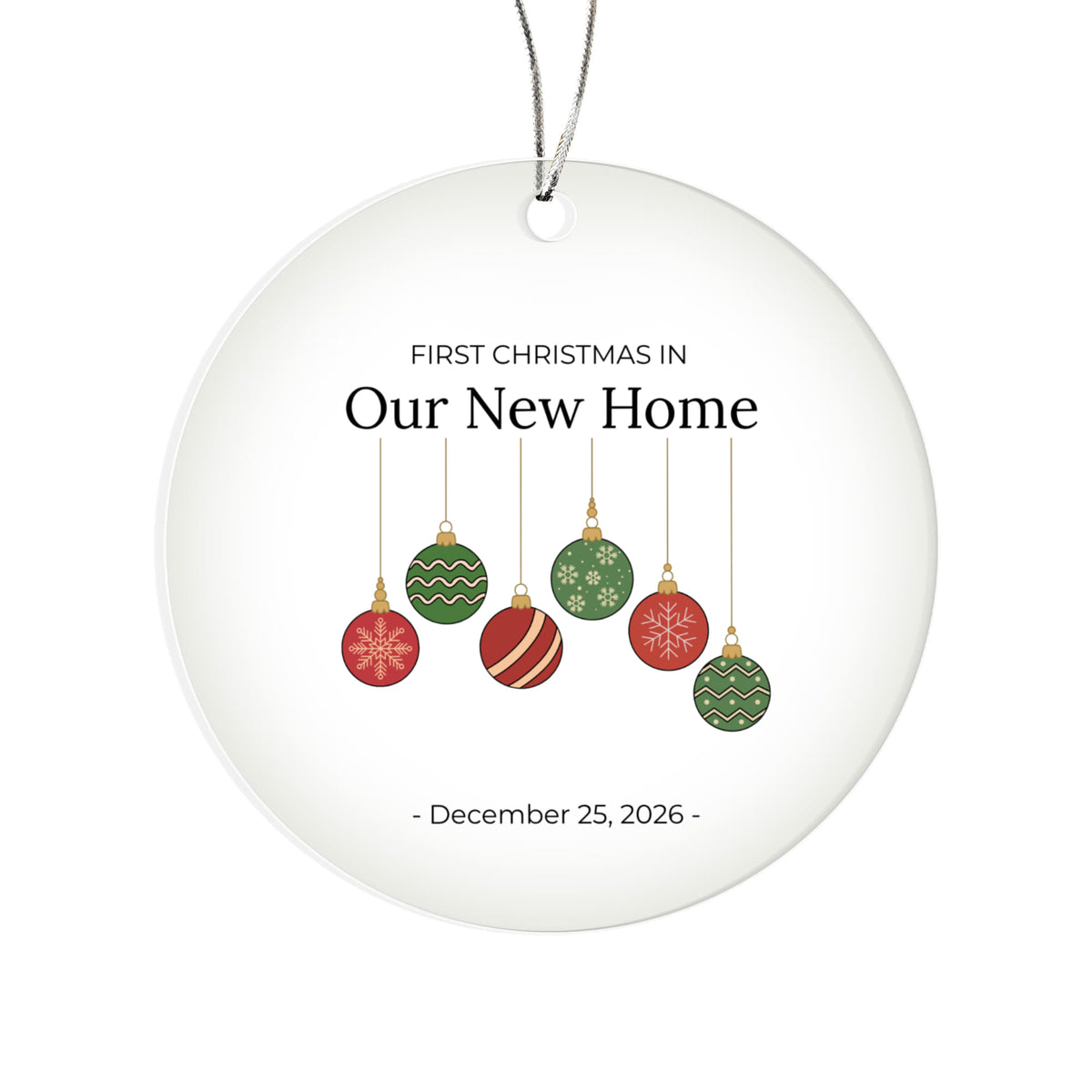 First Christmas In Our New Home Acrylic Circle Ornament (Ornaments)