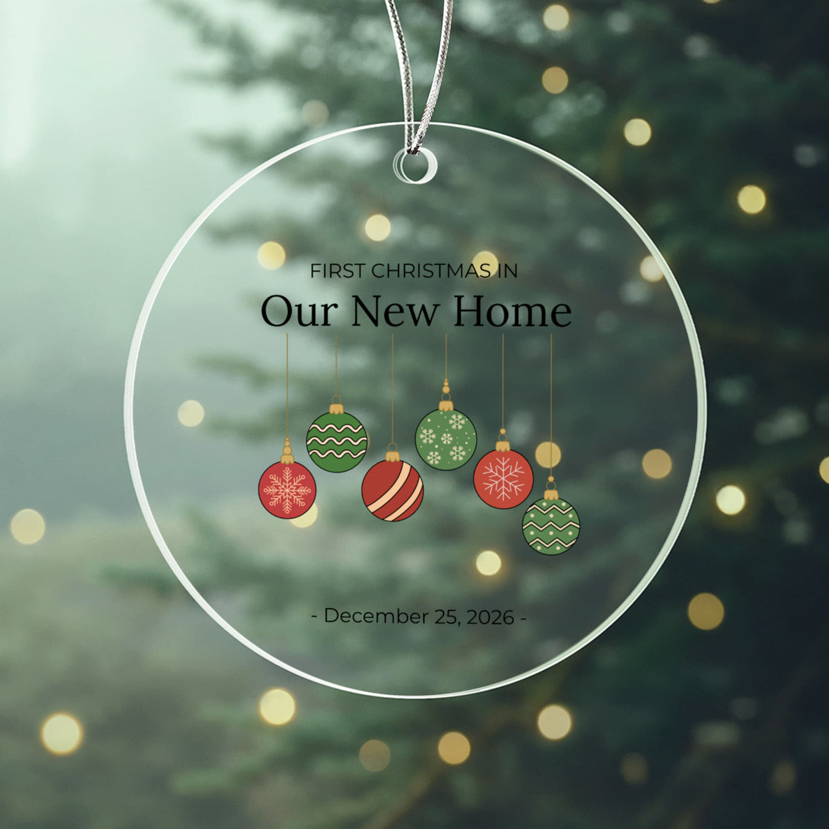 First Christmas In Our New Home Acrylic Circle Ornament (Ornaments)