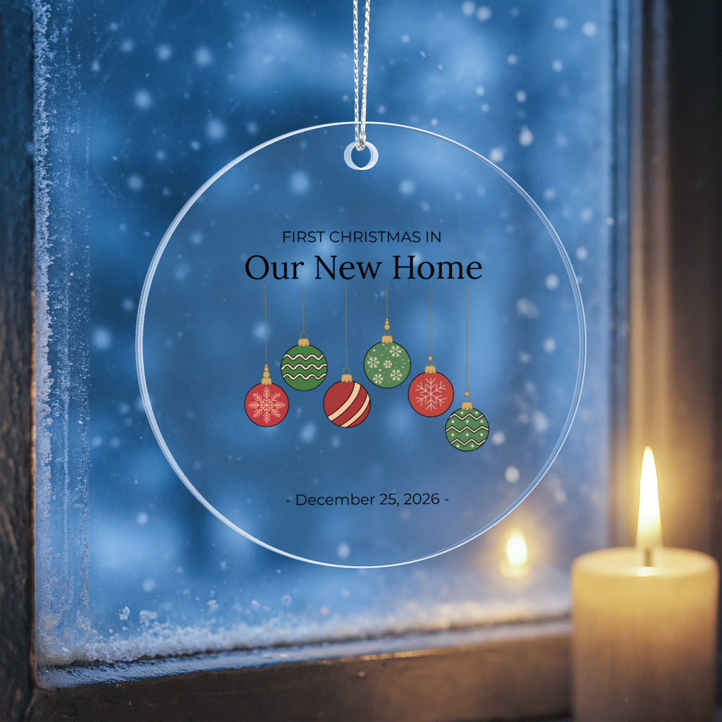 First Christmas In Our New Home Acrylic Circle Ornament (Ornaments)