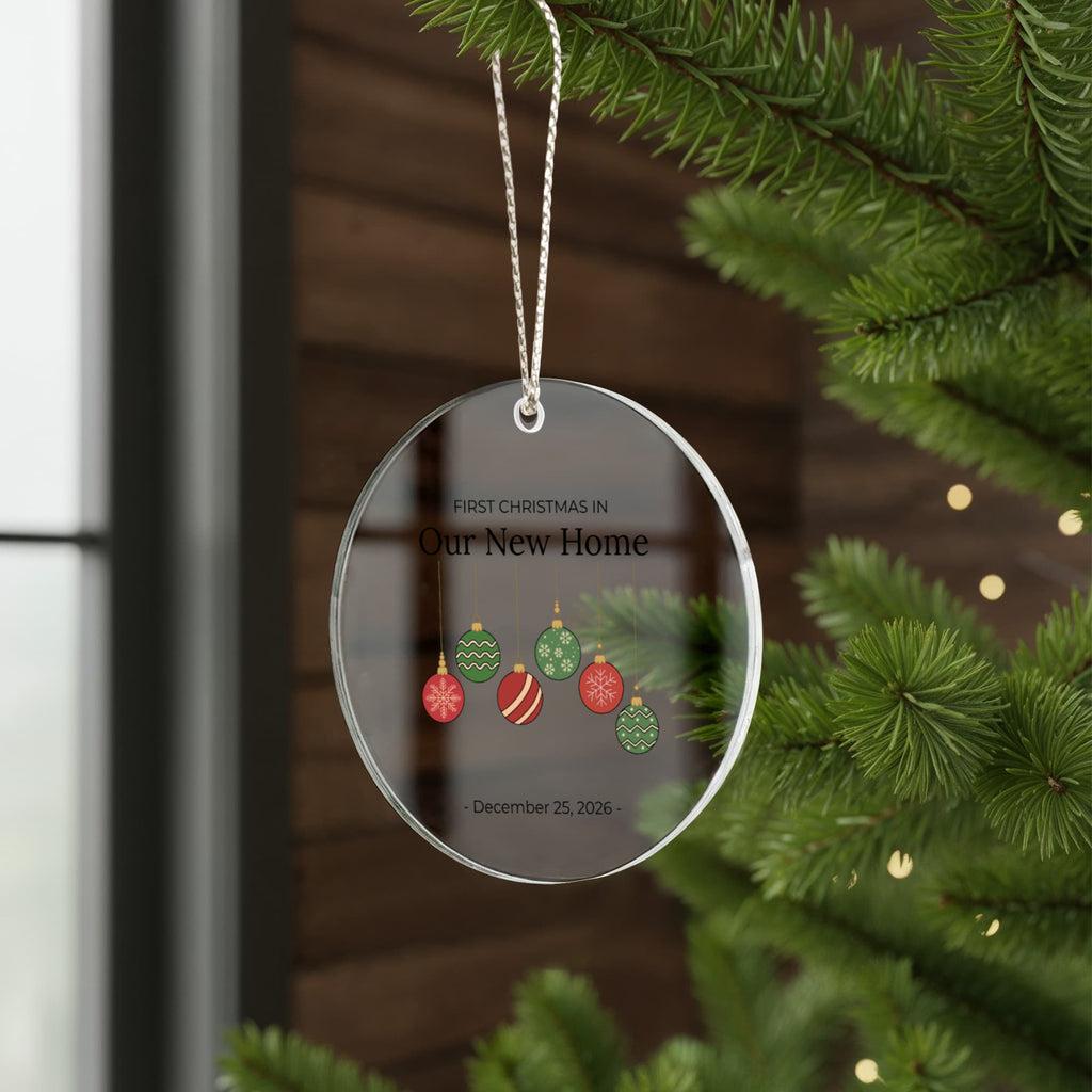 First Christmas In Our New Home Acrylic Circle Ornament (Ornaments)